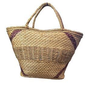 Handmade Woven Tote Beach Bag in Tan and Browns